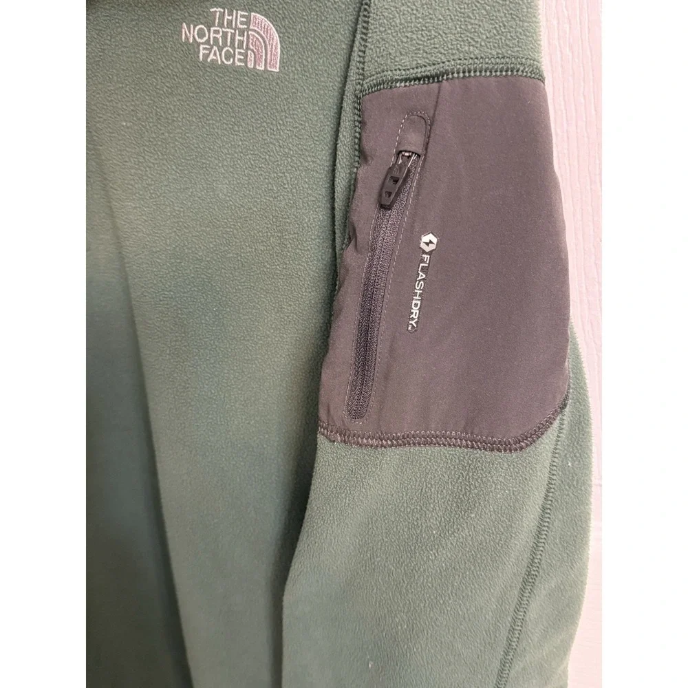The North Face Flash Dry Green 1/4 Zip Fleece Pullover Men's Sz XL Cozy Warm